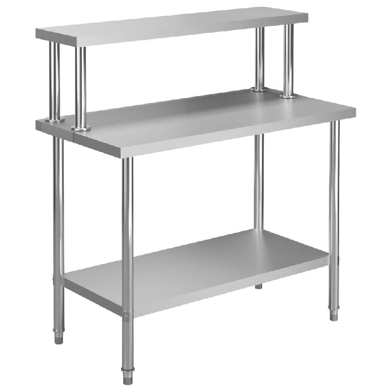 Table de travail de cuisine en acier inoxydable avec étagère - 120 x 60 x 120 cm - Réf. 02_0001918_0