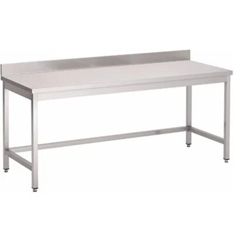 Table inox sans étagère basse avec dosseret - ProChef - 8 formats disponibles, hauteur réglable et plan renforcé_0