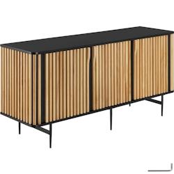 TecTake GmbH tectake Buffet LINEO avec compartiments de rangement  noir/marron - 405895 - noir Bois massif 405895_0