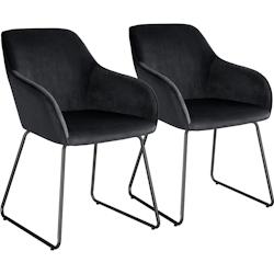 Tectake Lot 2 chaises de salle à manger aspect velours rembourré noir - 405933 - noir polyester 405933_0
