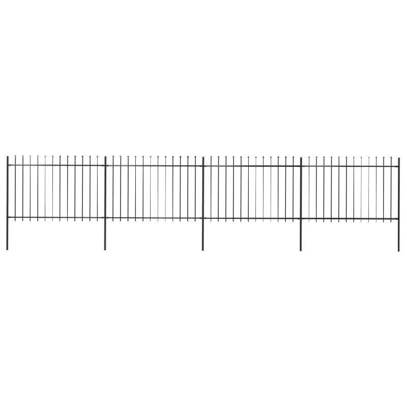 Vidaxl clôture de jardin avec dessus en lance acier 6,8 x 1,2 m noir 277623_0