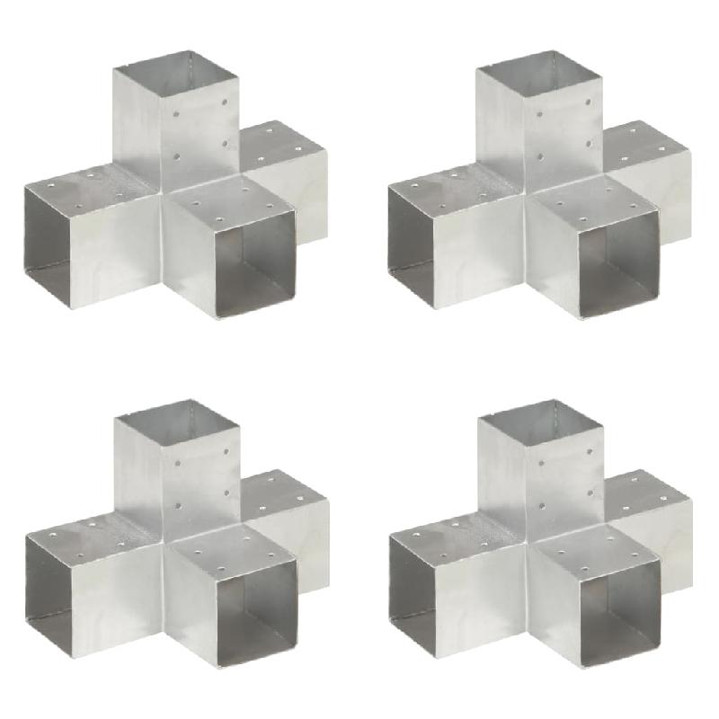 Vidaxl connecteurs de poteau 4 pcs forme en x métal galvanisé 91x91 mm 145476_0
