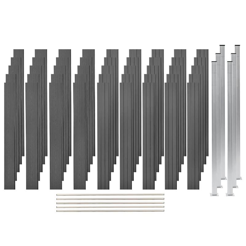 Vidaxl ensemble de clôture wpc 5 carré 872x187 cm gris 3053270_0