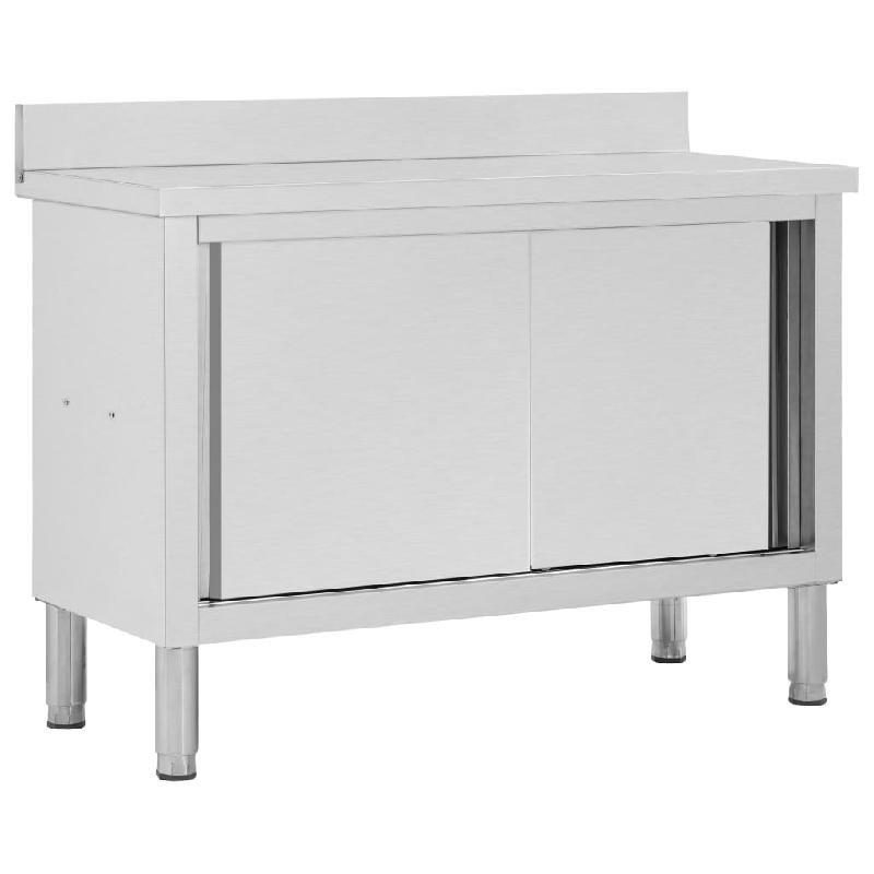 Vidaxl table de travail avec portes coulissantes 120x50x(95-97)cm inox 51051_0