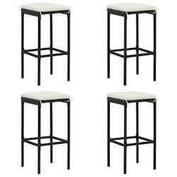VidaXL Tabourets De Bar Avec Coussins Lot De 4 Noir Résine Tressée - noir 313446_0