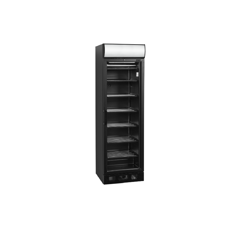 Vitrine réfrigérée négative roulante 300 Litres, 1 porte vitrée, avec bandeau lumineux, noire, 570 W, 220 V - MONO_0