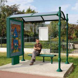 Abri bus Var - Aluminium - Bardage verre sécurit - Banquette incluse - 250 cm_0