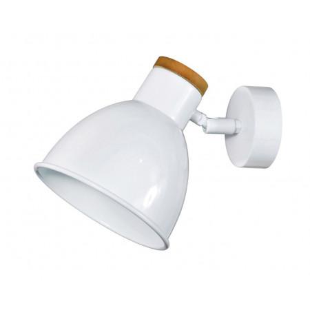 Applique murale VALAN en acier - Ampoule E27 - Coloris blanc et chêne_0