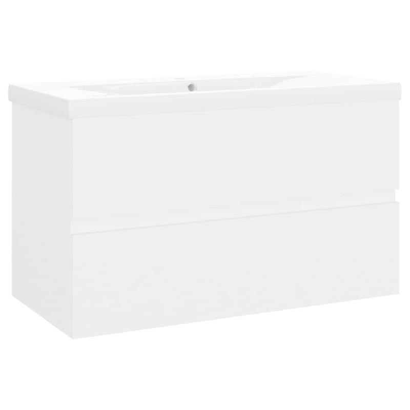 Armoire d'évier avec lavabo intégré - 80 x 38,5 x 45 cm - Blanc - Aggloméré - Réf : 02_0006426_0