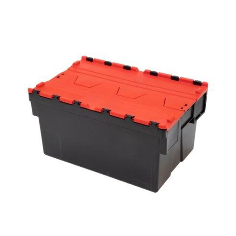 Bac navette 600 x 400 x 310 mm - 52L - plastique recyclé - couvercle rouge - Rolléco_0