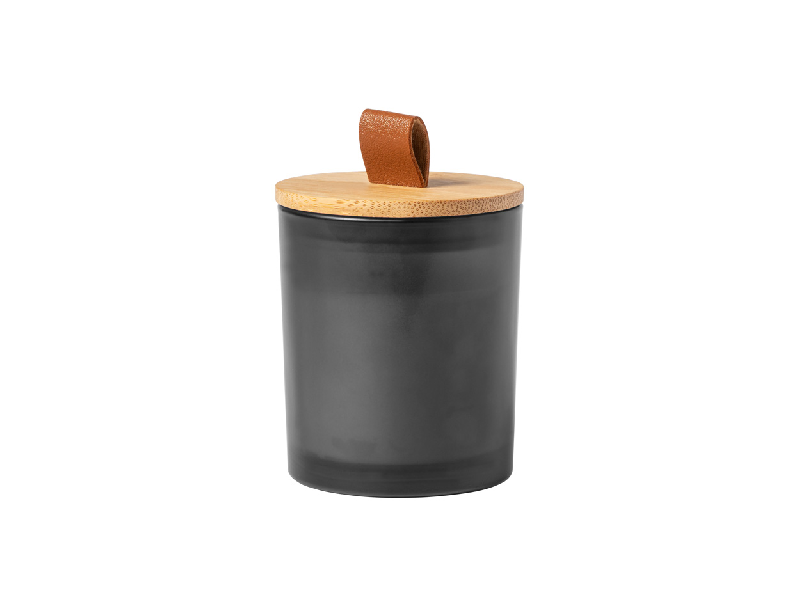 Bougie parfumée - Bois de santal - Cire végétale - Pot en verre dépoli avec couvercle en bambou - 325g_0