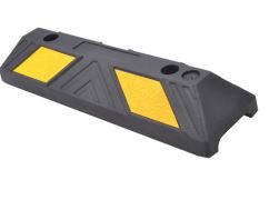Butée de parking en caoutchouc 550mm - larges bandes réfléchissantes jaunes - 2 passe-câbles intégrés_0