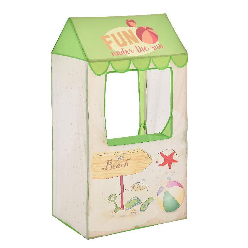 Cabane de jeu pour enfants - motif cabane de plage - 120 cm - vert et beige - 03_0001185_0
