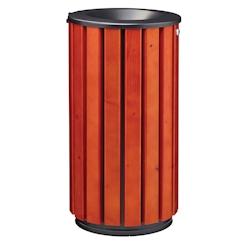 Rossignol - Corbeille tête entonnoir 80L en acier galvanisé ZENO ACCES - gris manganèse et noir - Bois exotique vernis FSC - Réf 57622_0