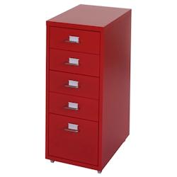 Décoshop26 - Caisson à tiroirs sur roulettes porte-étiquette 69x28x41cm 5 tiroirs en acier rouge 04_0004360 - 3000448032691_0