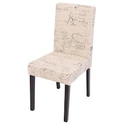 Décoshop26 - Chaise de salle à manger cuisine en tissu avec motif écriture pieds en bois foncés design moderne 04_0002352 - 3000273132696_0