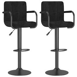 Décoshop26 - Lot de 2 tabourets de bar chaises hautes avec accoudoirs en velours noir et acier DEC029823 - noir 3000257577727_0