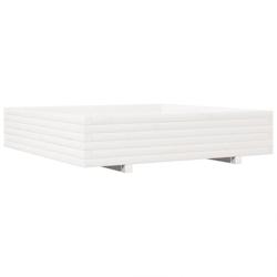 Helloshop26 - Jardinière bac lit surélevé plantes fleurs terrasse jardin 110 x 110 x 26,5 cm bois de pin massif blanc 02_0037303 - 3000214234946_0
