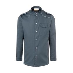 KARLOWSKY - Veste de cuisine stylée homme, manches longues, anthracite, taille 58 - fermeture boutons-pression, coutures contrastées_0