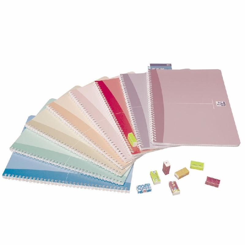 OXFORD CAHIER À SPIRALES BEAUTY - FORMAT A4 (90 G/M2) - 100 PAGES À PETITS CARREAUX - COULEURS ASSORTIES (PRIX À L'UNITÉ)