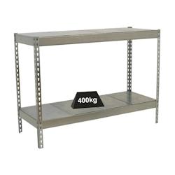 PROREGAL Étagère pour charges lourdes MINI METAL YETI TWO | HxLxP 90x120x75cm | Charge du compartiment 400kg | Galvanisé - gris métal PR_RS145-11_0
