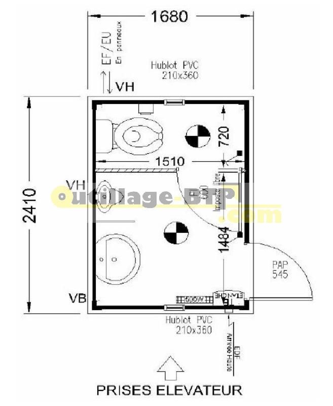 SANITAIRE BATIX 1680 X 2410 MM