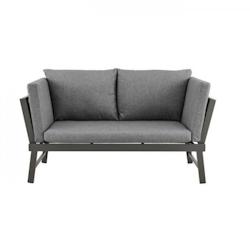 Banquette multifonctions de jardin en aluminium avec coussins - 2 personnes - Gris foncé NIVADA - gris 3666373846897_0