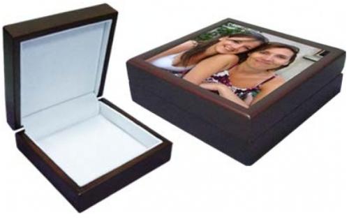 Coffret cadeau en bois vernis - intérieur velours - avec carreau de carrelage et colle inclus_0