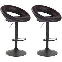 CLP Lot de 2 Tabourets de bar Olinda en similicuir hauteur réglable et siège pivotant Marron/Noir - marron polyester 320295_0