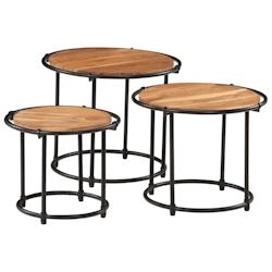 Décoshop26 - Lot de 3 tables d'appoint gigognes en bois massif d'acacia et fer DEC032708 - 3000259117631_0