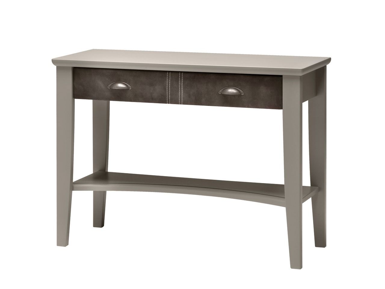 Dolcomfach - Bureau droit professionnel - 1 tiroir - Finition laque argile et microfibre chocolat - Largeur 840 mm_0