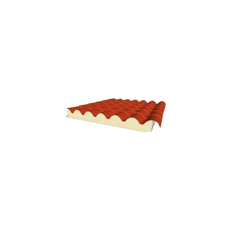 Panneau sandwich imitation tuile pour toiture RAL 8004 - De 2,10m à 13,30m_0
