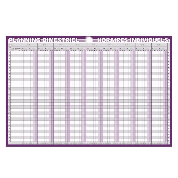 Planning bimestriel perpétuel effaçable à sec violet_0