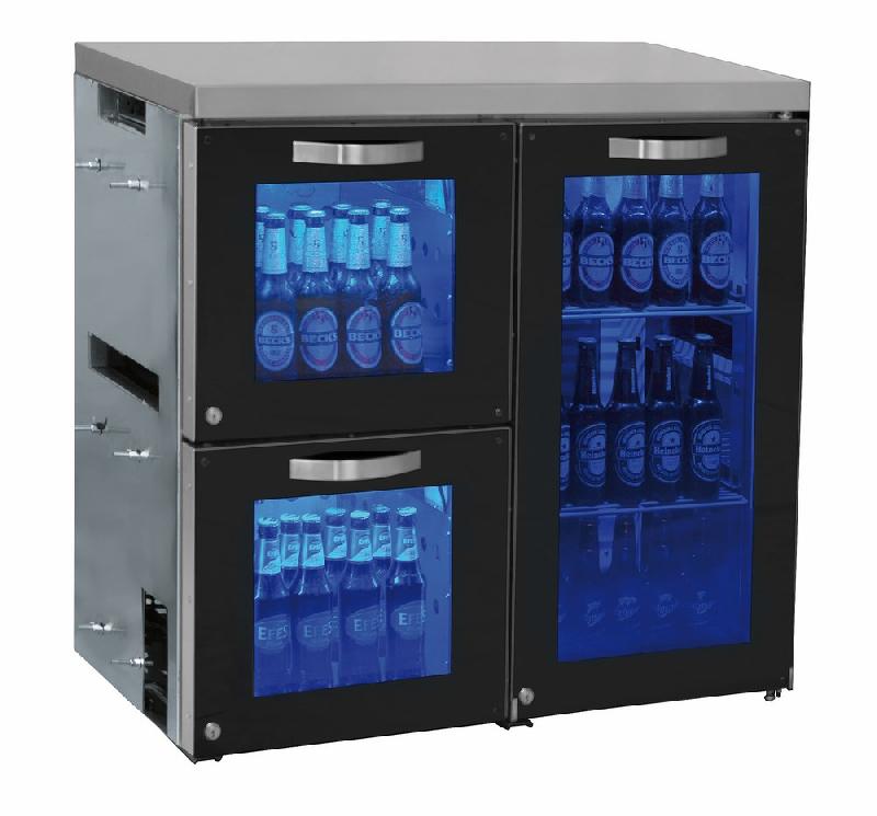 Réfrigérateur bar droite avec 1 porte battante en verre et 2 tiroirs en verre, 0°/+8°c - IBC0059_0