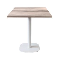 Restootab - Table 70x70cm - modèle Round pied blanc chêne tages - marron fonte 3760371511099_0