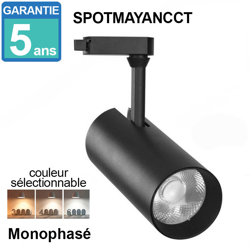 Spot LED MAYA Noir 30W Monophasé - Dimmable TRIAC - 24° - Réf SPOTMMAYANCCT_0