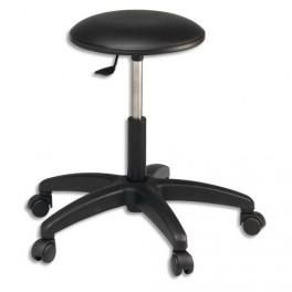 TABOURET STANDARD SUR ROULETTES DESSSUS SKAÏ NOIR