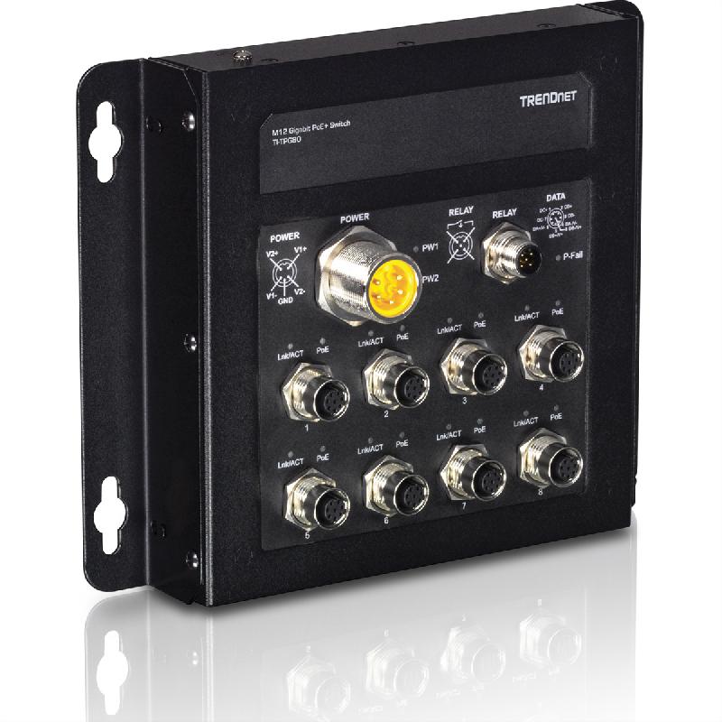 TRENDnet TI-TPG80 Switch ferroviaire PoE+ Gigabit M12 EN50155 industriel à 8 ports_0
