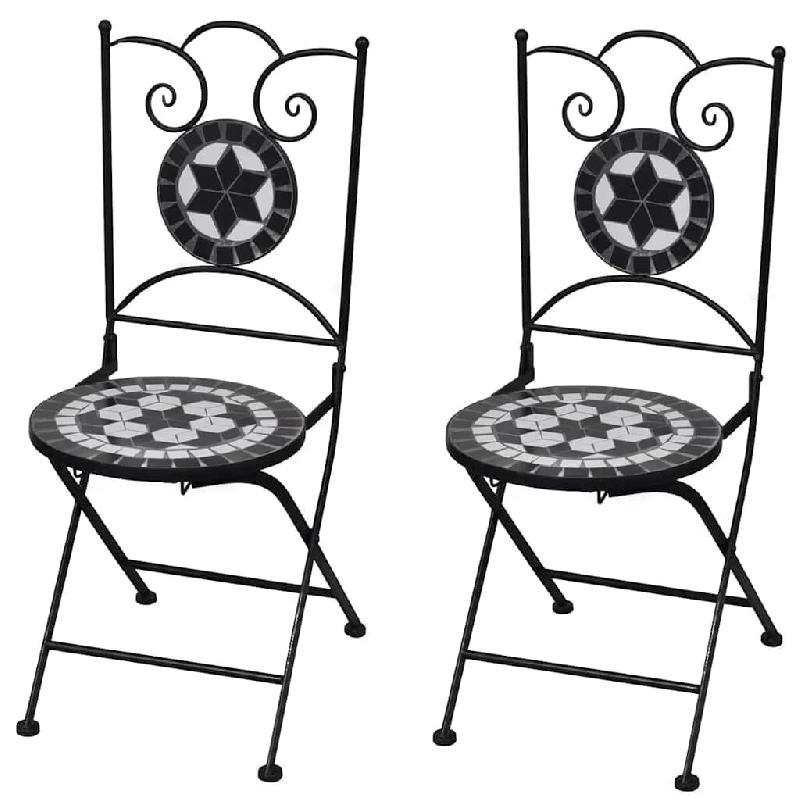 VidaXL Chaises Pliables De Bistro 2 Pcs Céramique Noir Et Blanc - multicolore 41533_0