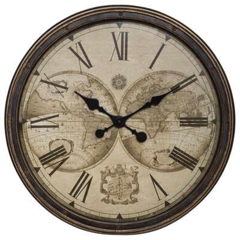 WellHome - Horloge mondiale en polypropylène vintage Ø51 x 5cm - noir plastique polypropylène WH14505_0