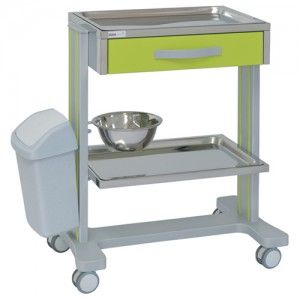 70065 - Chariot médical multifonctions Eurhea - 1 tiroir, plateaux inox, structure aluminium/acier laqué - 76 x 45 x 86 cm - 22 kg_0