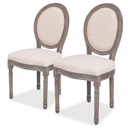 Décoshop26 - Lot de 2 chaises de salle à manger cuisine style classique en tissu crème CDS020434 - 3001089299788_0