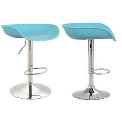 Décoshop26 - Lot de 2 tabourets de bar assise réglable en hauteur et pivotant en plastique bleu pieds tulipe en métal chromé avec TDB10269 - bleu_0