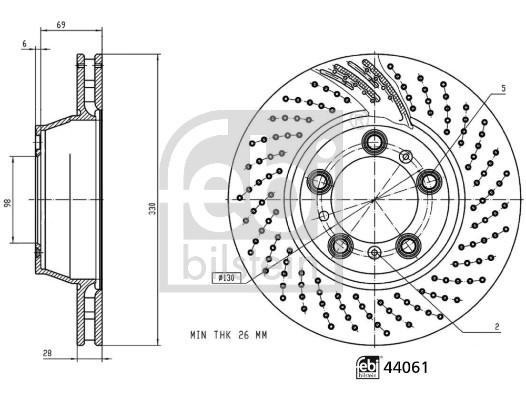Disque de frein FEBI BILSTEIN 44061 - arrière - poinçonné/ventilé_0