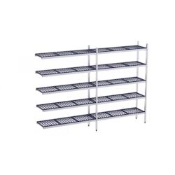 Distform Rayonnage en Inox d'Angle avec Clayettes 5 Niveaux en Polypropylène P.400mm et H.1800mm Acier inoxydable 2460x400x400x - 651637971968_0
