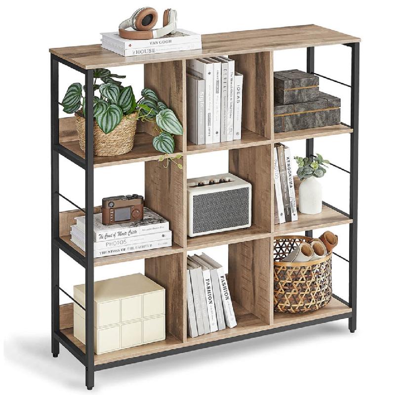 Helloshop26 - Meuble de rangement 3 niveaux étagère rangement bibliothèque style industriel 9 cubes pour salon bureau entrée cuisine 12_0006397 -_0