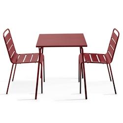 Oviala Business Ensemble table de jardin carrée et 2 chaises Pourpre - violet acier 114637_0