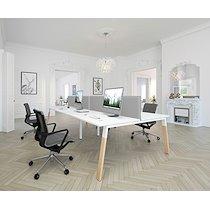 Pôle de 4 bureaux droits L 140 x P 80 cm, piétement bois métal blanc - Arch_0