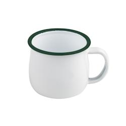 Packnwood FHC - 12Pcs - Mug Enamel blanc en acier émaillé à bord vert -  Ø 8cm et H6cm, 150ml - blanc métal 294ENMUG150_0