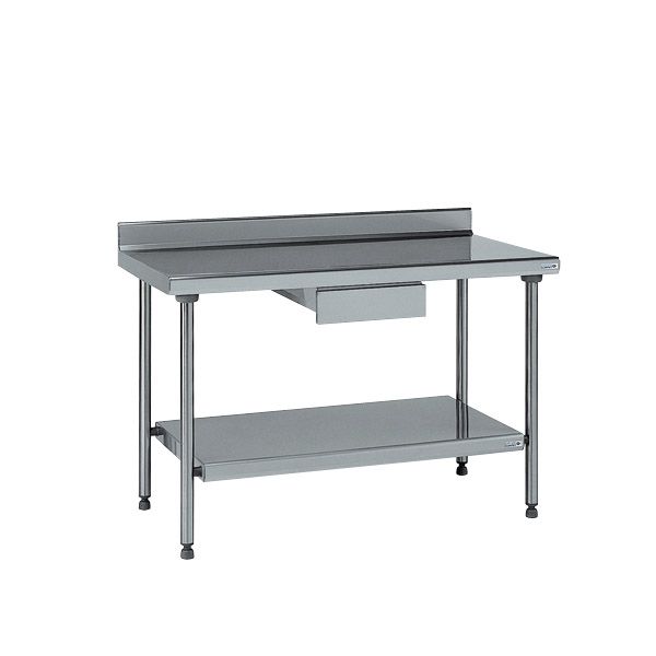 Table inox adossée Tournus - NF Hygiène Alimentaire - plan rabattable et montage sans outils_0
